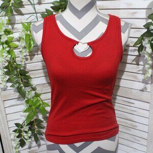 wild love ribbed sleeveless red crop top